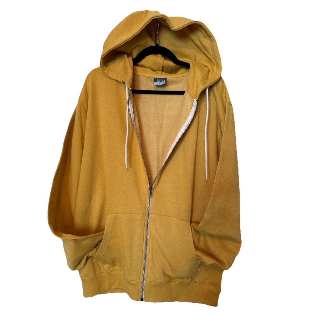 MVSport Zip Up Hoodie Size L Mustard New Soft 2 Front Pockets Soft Warm Winter